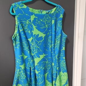 Taylor Blue and Green Floral Dress